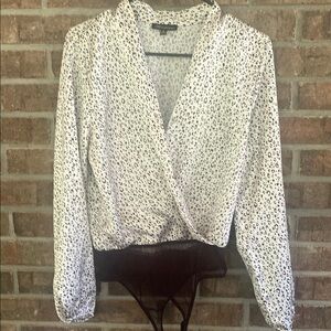 Stylish Leopard Print Wrap Top Bodysuit